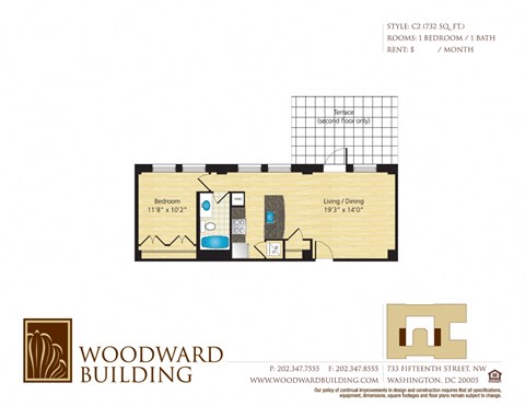 Floor Plan C2 Woodward at The Woodward Building Apartments, Washington, DC 20005